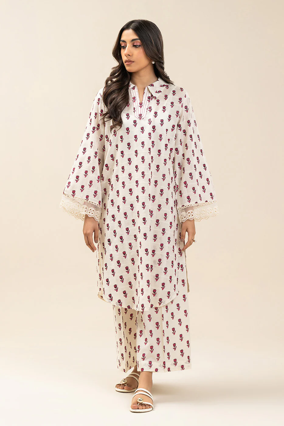 2 PIECE EMBROIDERED DORIA SUIT (PRET) - Image 2