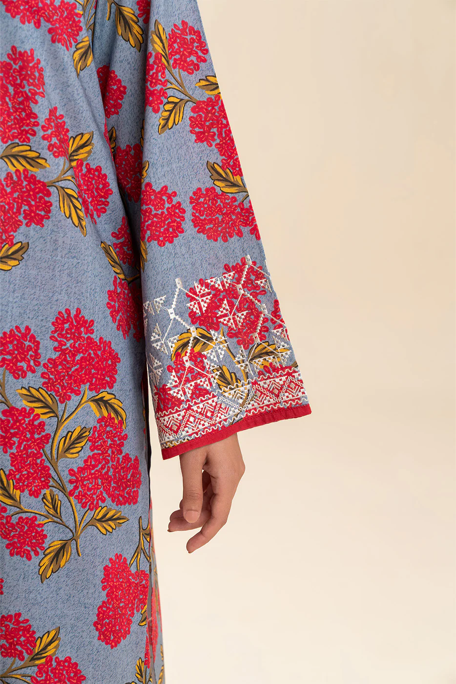 2 PIECE EMBROIDERED TWO WAY SLUB SUIT (PRET) - Image 9