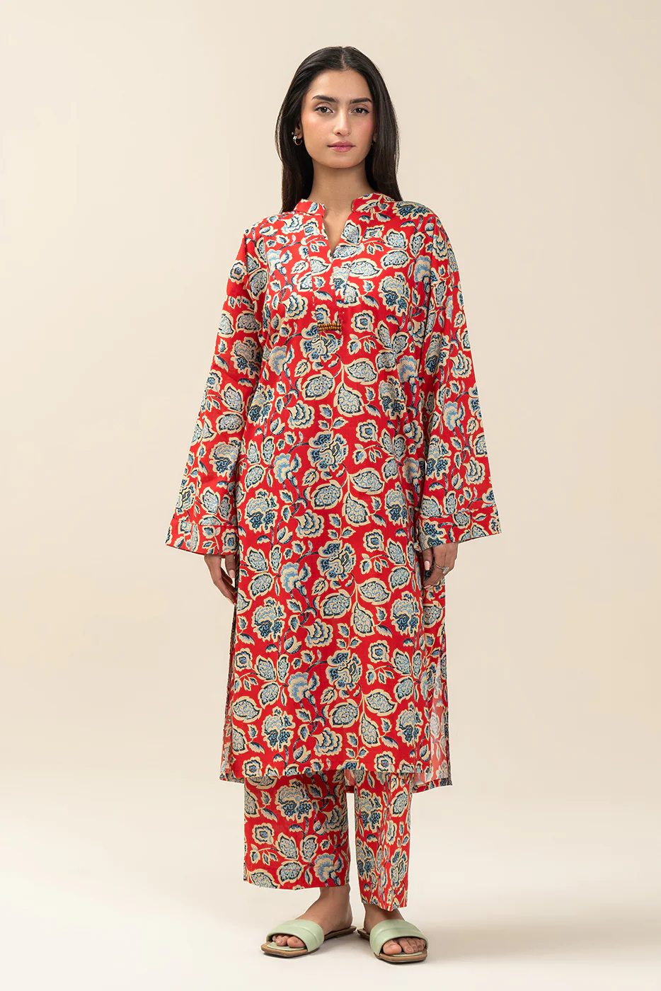 2 PIECE PRINTED TWO WAY SLUB SUIT (PRET) - Image 4