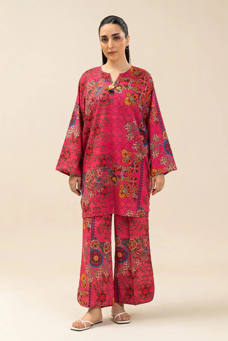 2 PIECE PRINTED LUREX LAWN SUIT (PRET) - Image 2
