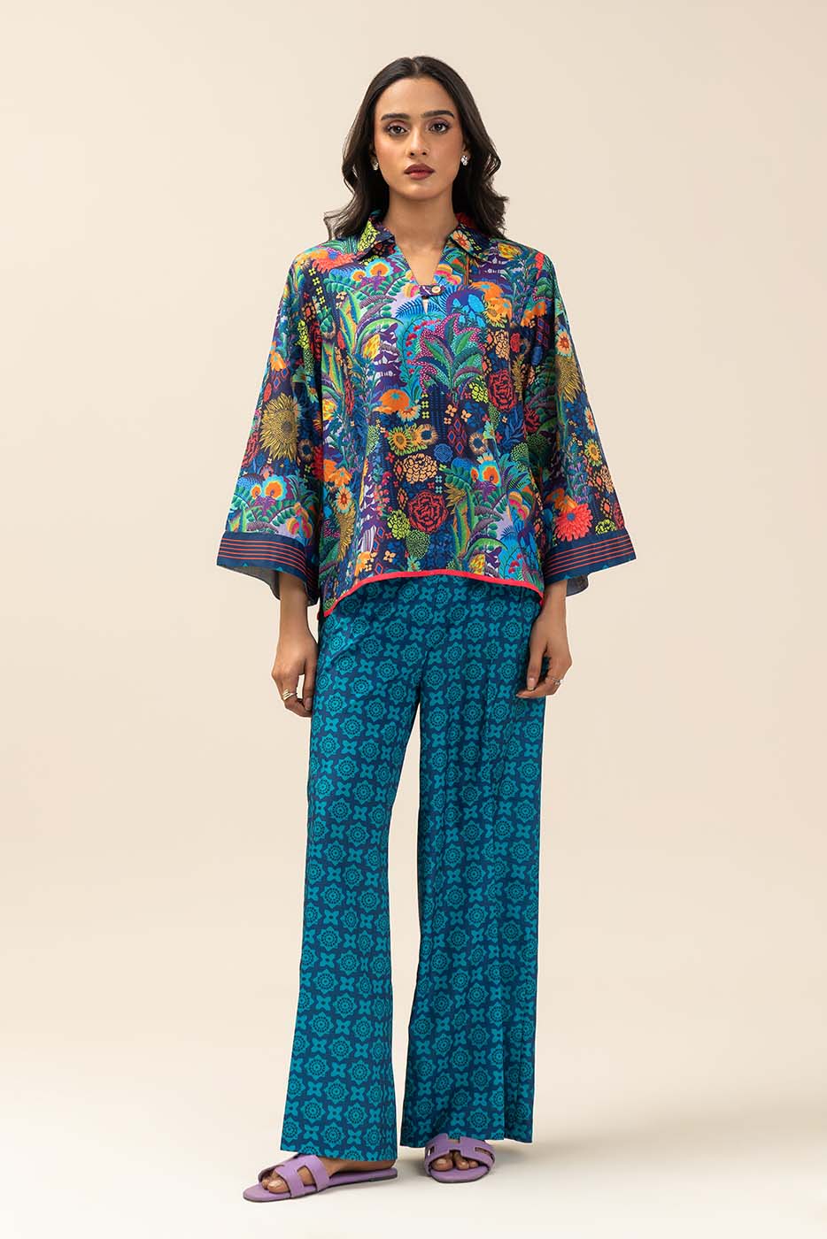 2 PIECE PRINTED SILK CO-ORD SET (FLOW) - Image 2