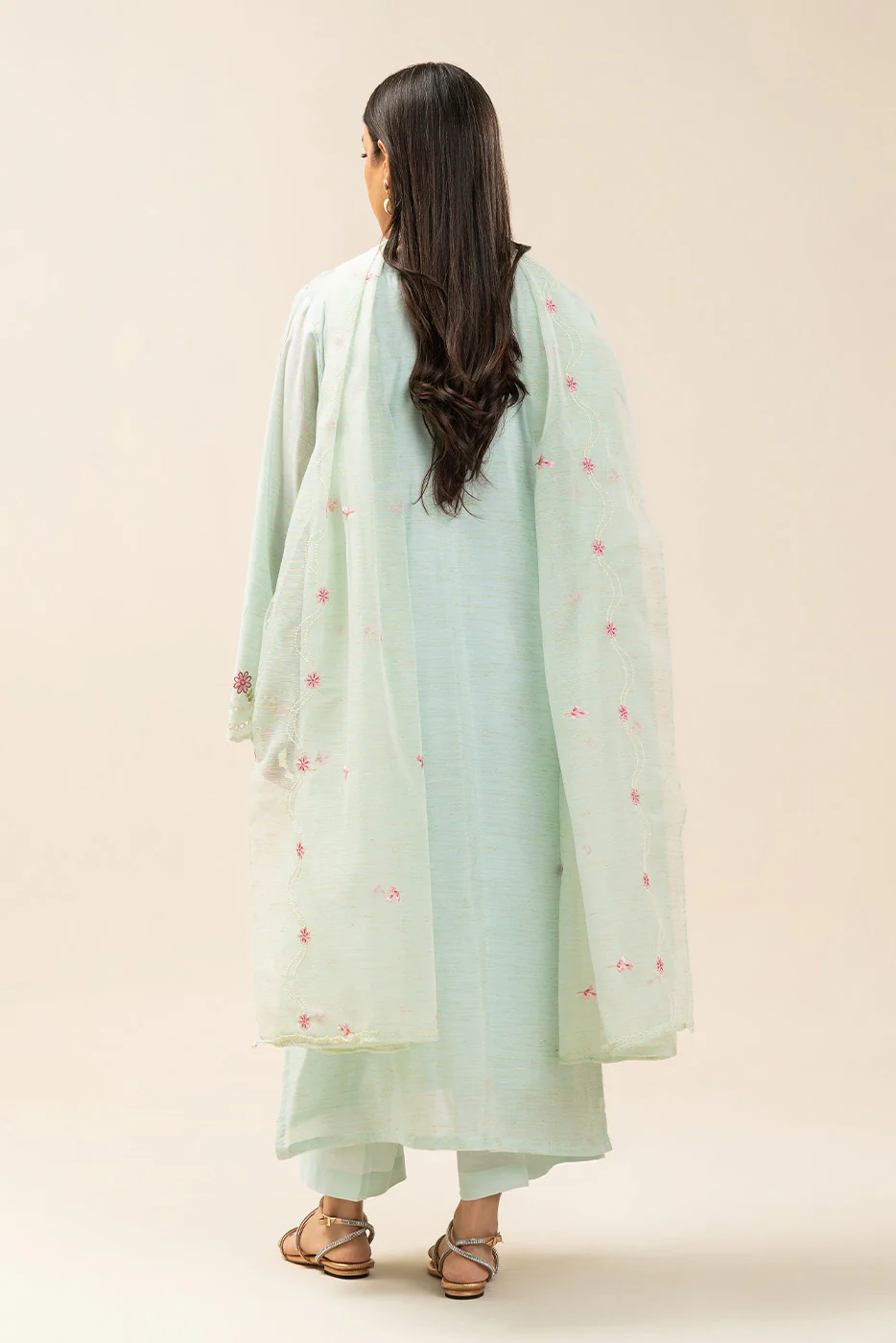 3 PIECE EMBROIDERED ZARI JACQUARD SUIT (HIGH CASUAL) - Image 4