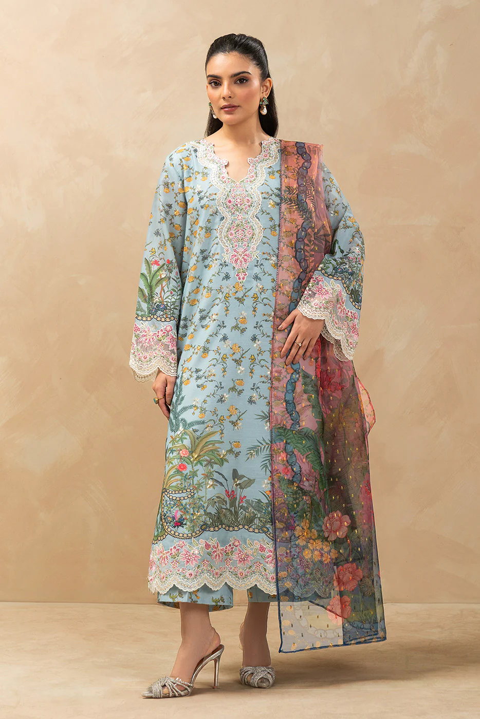 3 PIECE EMBROIDERED ZARI JACQUARD SUIT (LUXURY-PRET) - Image 5