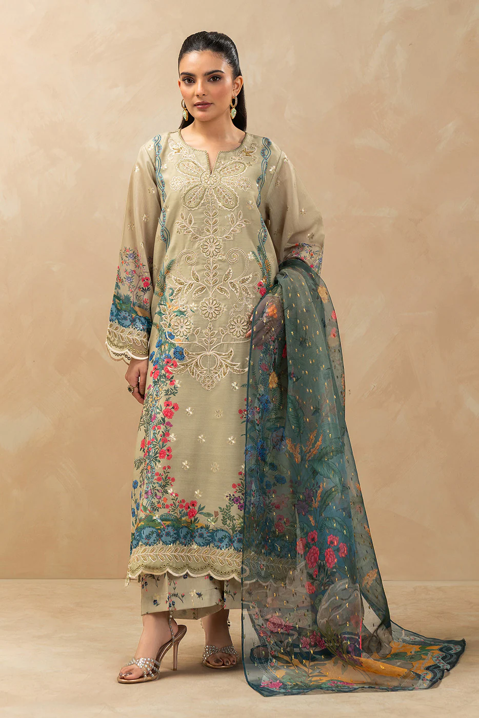 3 PIECE EMBROIDERED ZARI JACQUARD SUIT (LUXURY-PRET) - Image 5