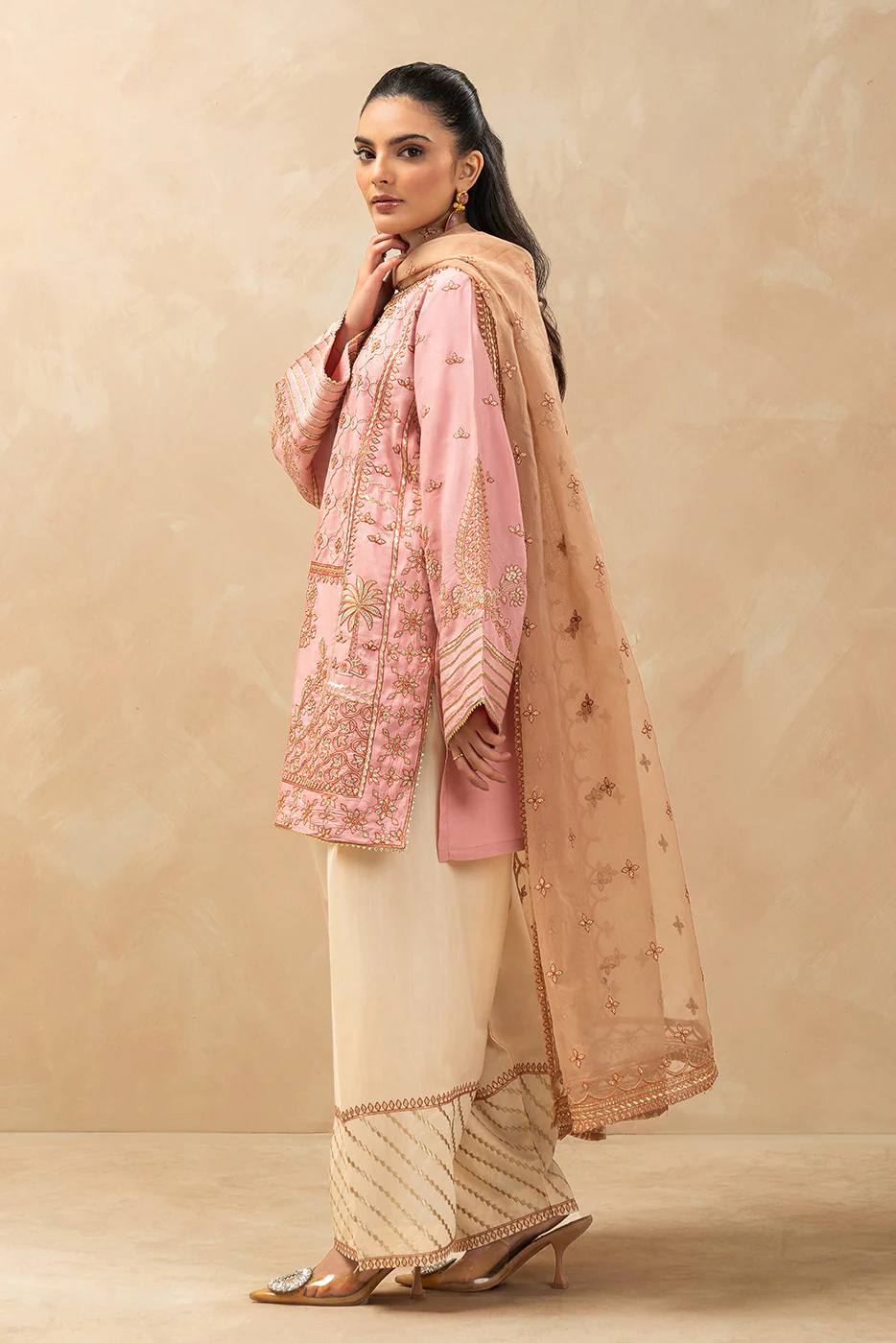 3 PIECE EMBROIDERED RAW SILK SUIT (LUXURY-PRET) - Image 2