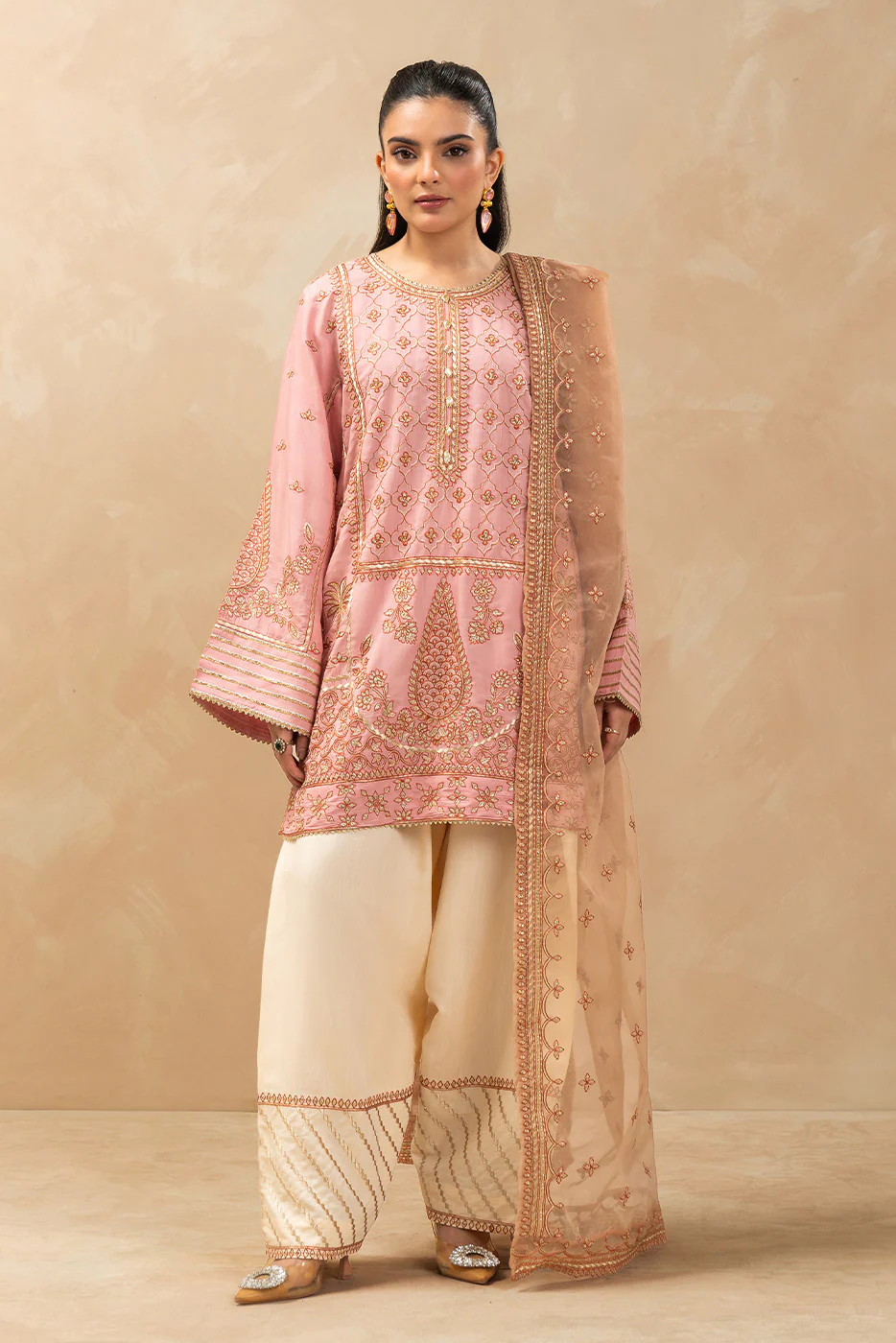 3 PIECE EMBROIDERED RAW SILK SUIT (LUXURY-PRET) - Image 5