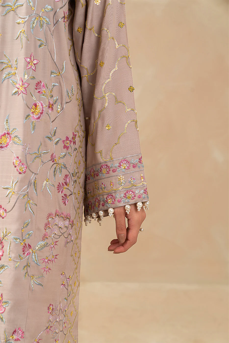 3 PIECE EMBROIDERED RAW SILK SUIT (LUXURY-PRET) - Image 5