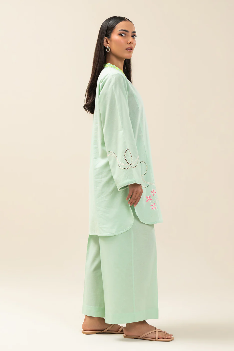 2 PIECE EMBROIDERED NEON NEPS SUIT (PRET) - Image 5