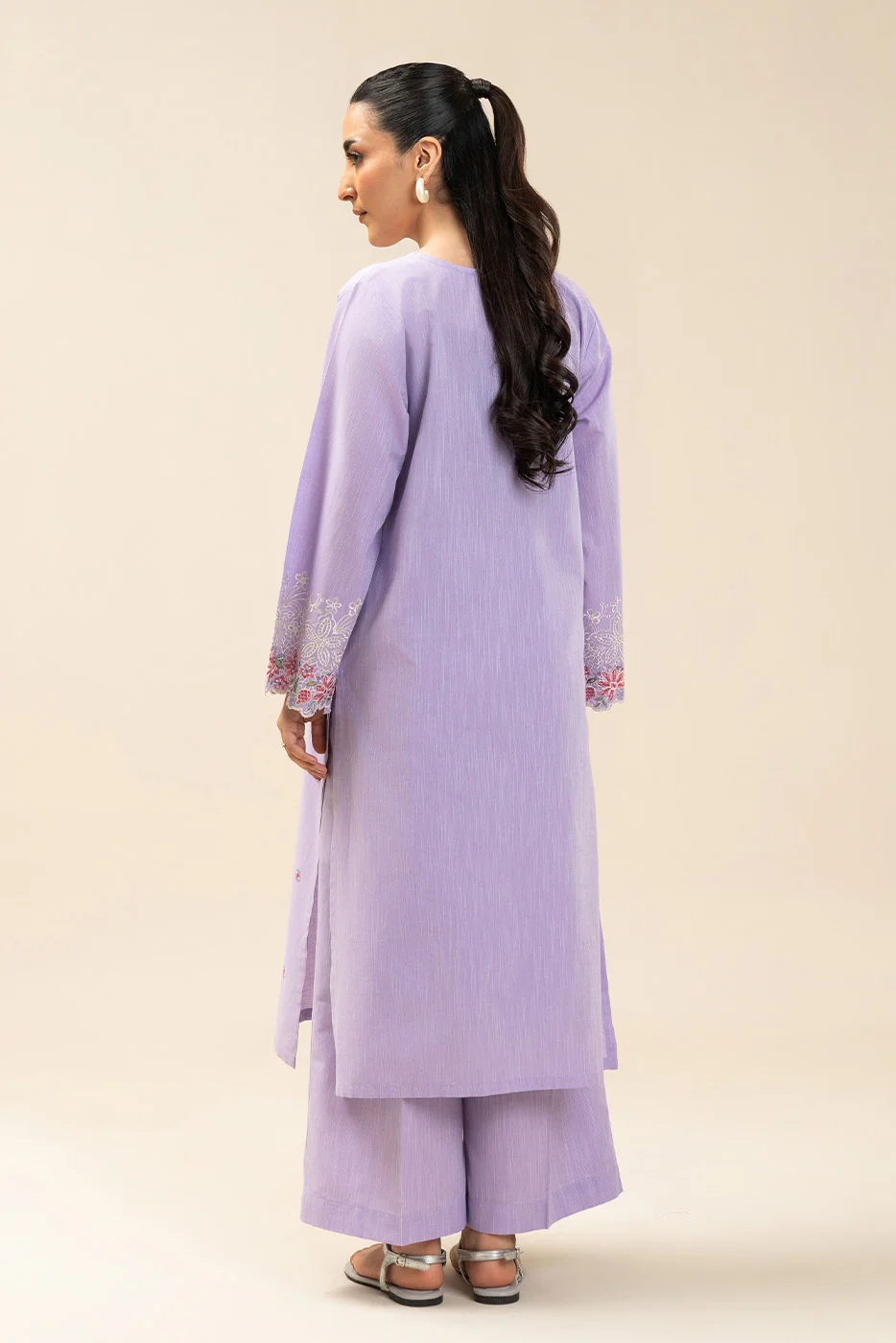 2 PIECE EMBROIDERED CHAMBRAY SUIT (PRET) - Image 4