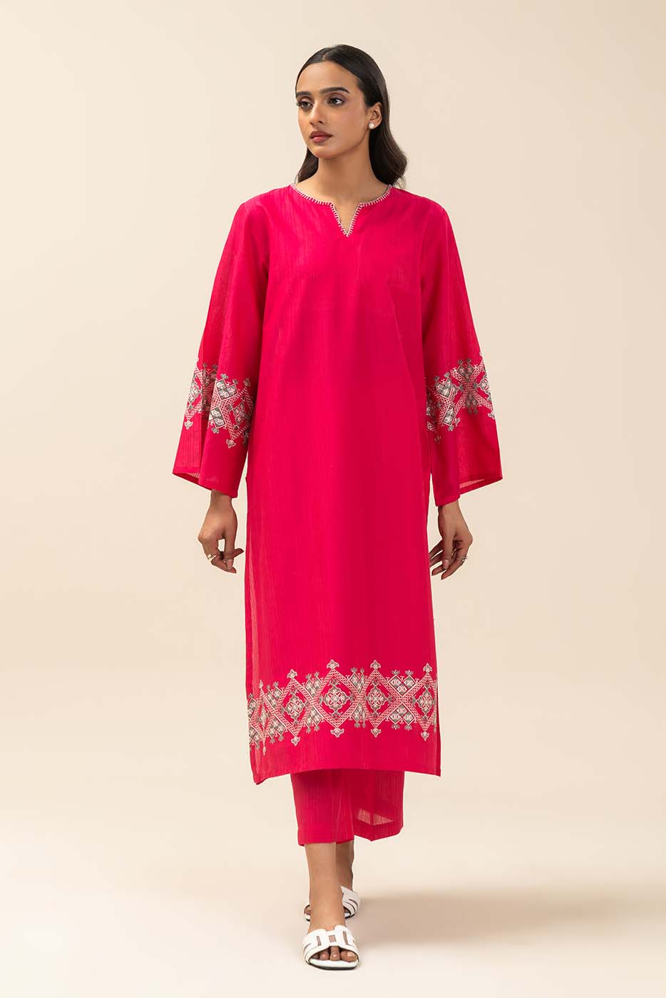 EMBROIDERED DORIA DOBBY SHIRT (PRET) - Image 6