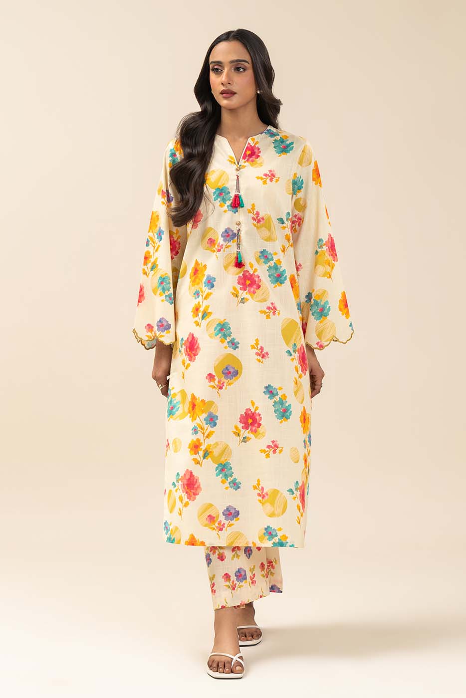 2 PIECE PRINTED TWO WAY SLUB SUIT (PRET) - Image 2