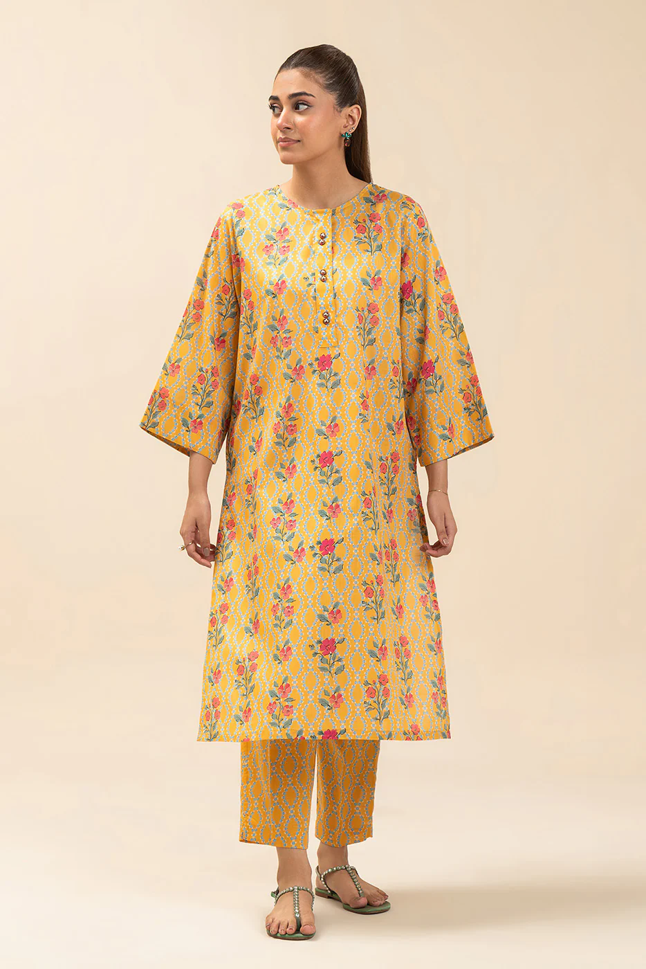 PRINTED  TWO WAY SLUB SHIRT (PRET) - Image 6