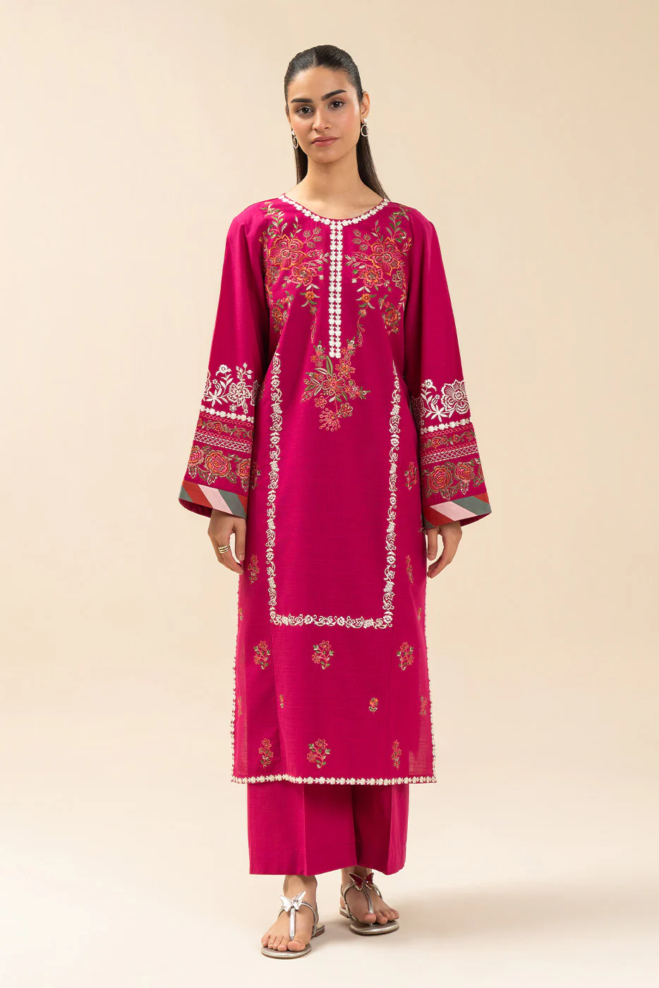 2 PIECE EMBROIDERED TWO WAY SLUB SUIT (HIGH CASUAL) - Image 2