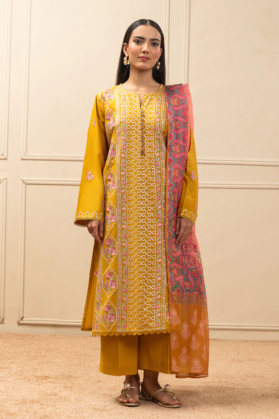 3 PIECE EMBROIDERED LAWN SUIT (PRET) - Image 2