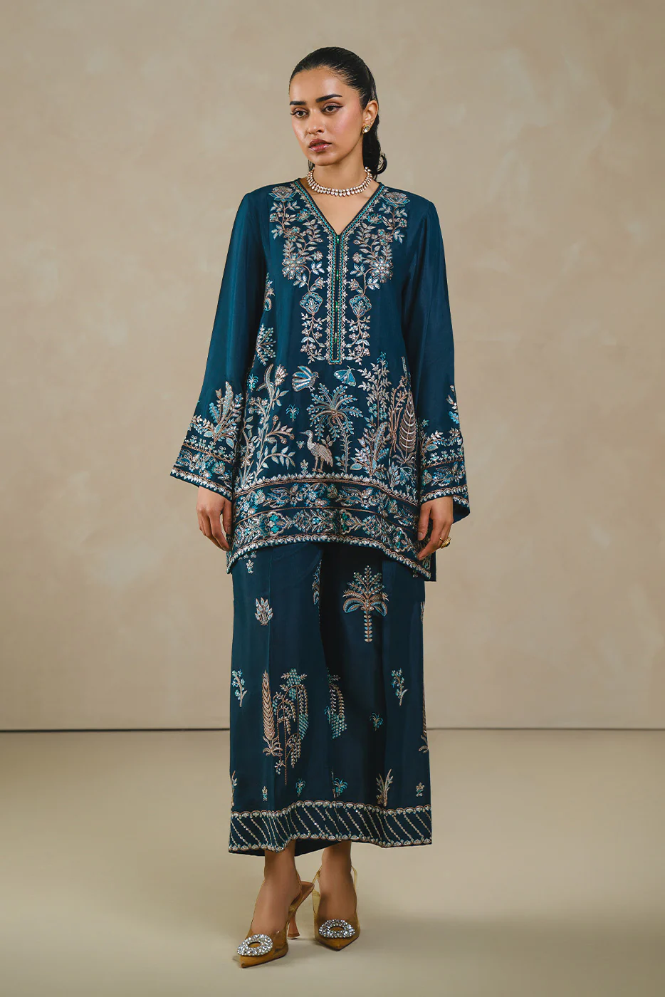 2 PIECE EMBROIDERED RAW SILK SUIT (LUXURY PRET) - Image 4