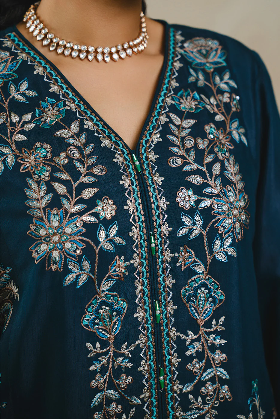 2 PIECE EMBROIDERED RAW SILK SUIT (LUXURY PRET) - Image 7