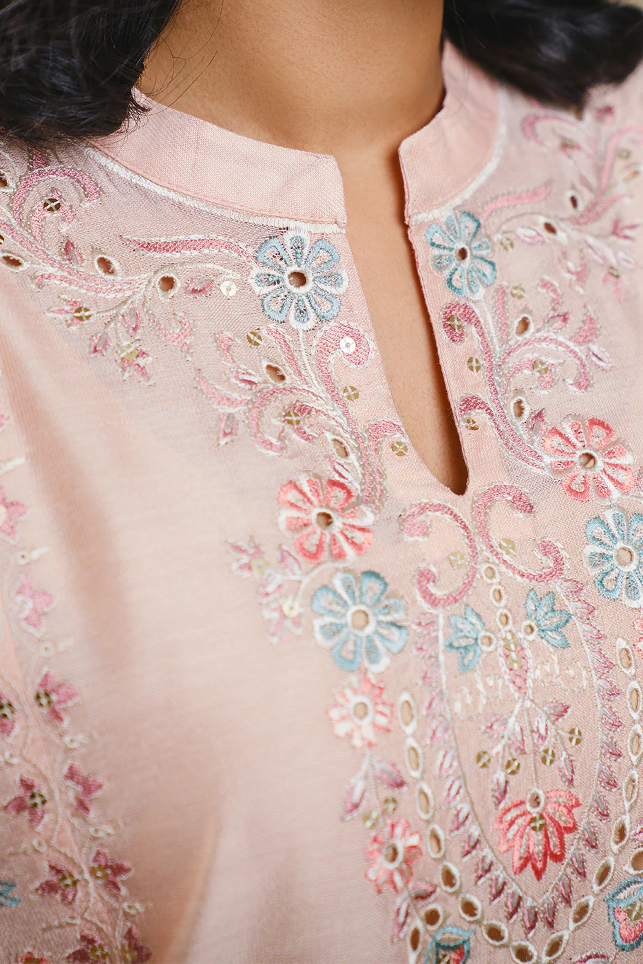 3 PIECE EMBROIDERED TWO TONE SUIT (LUXURY PRET) - Image 5