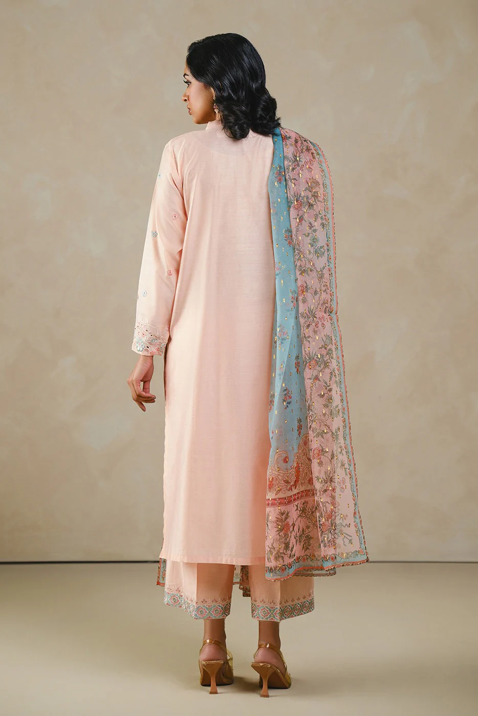 3 PIECE EMBROIDERED TWO TONE SUIT (LUXURY PRET) - Image 7