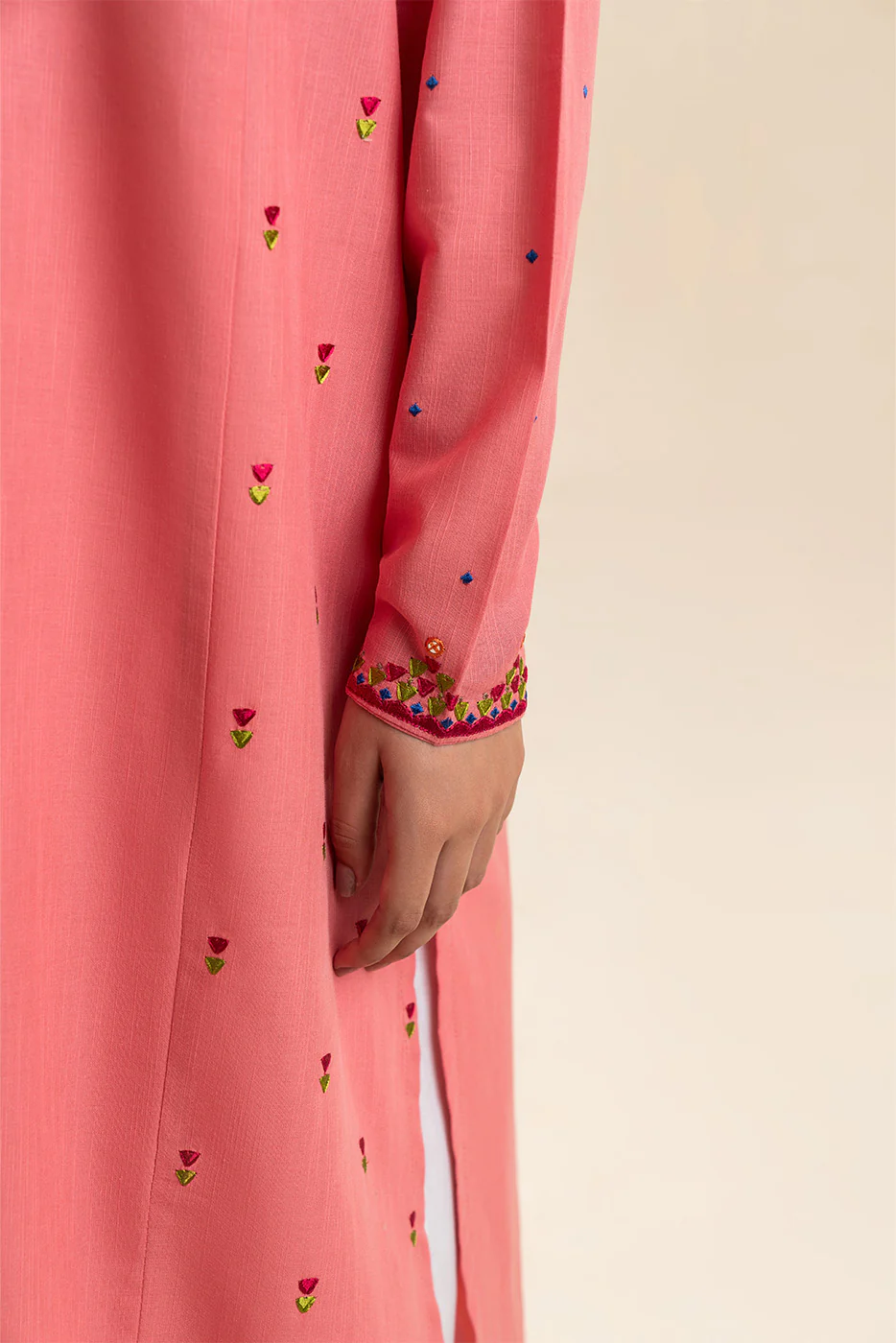 EMBROIDERED SLUB SHIRT (PRET) - Image 6