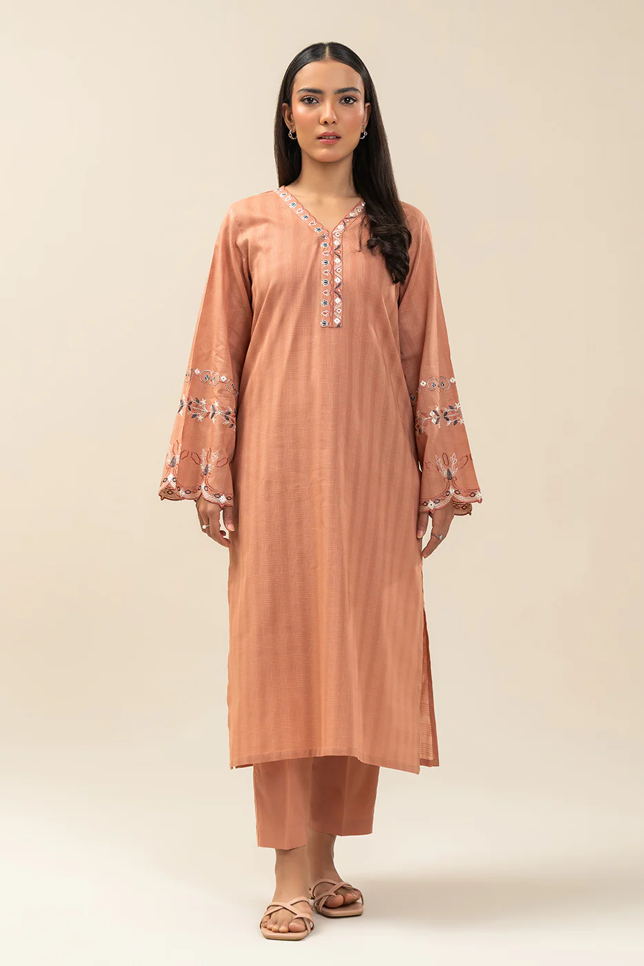 2 PIECE EMBROIDERED DORIA SUIT (PRET) - Image 2