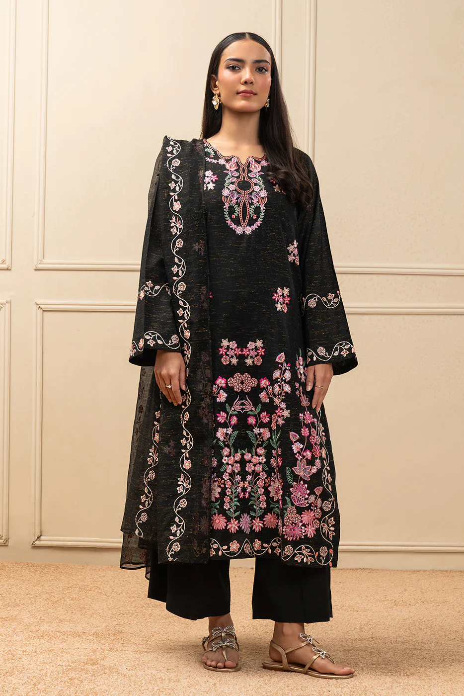 2 PIECE EMBROIDERED RAW SILK SUIT (PRET) - Image 4