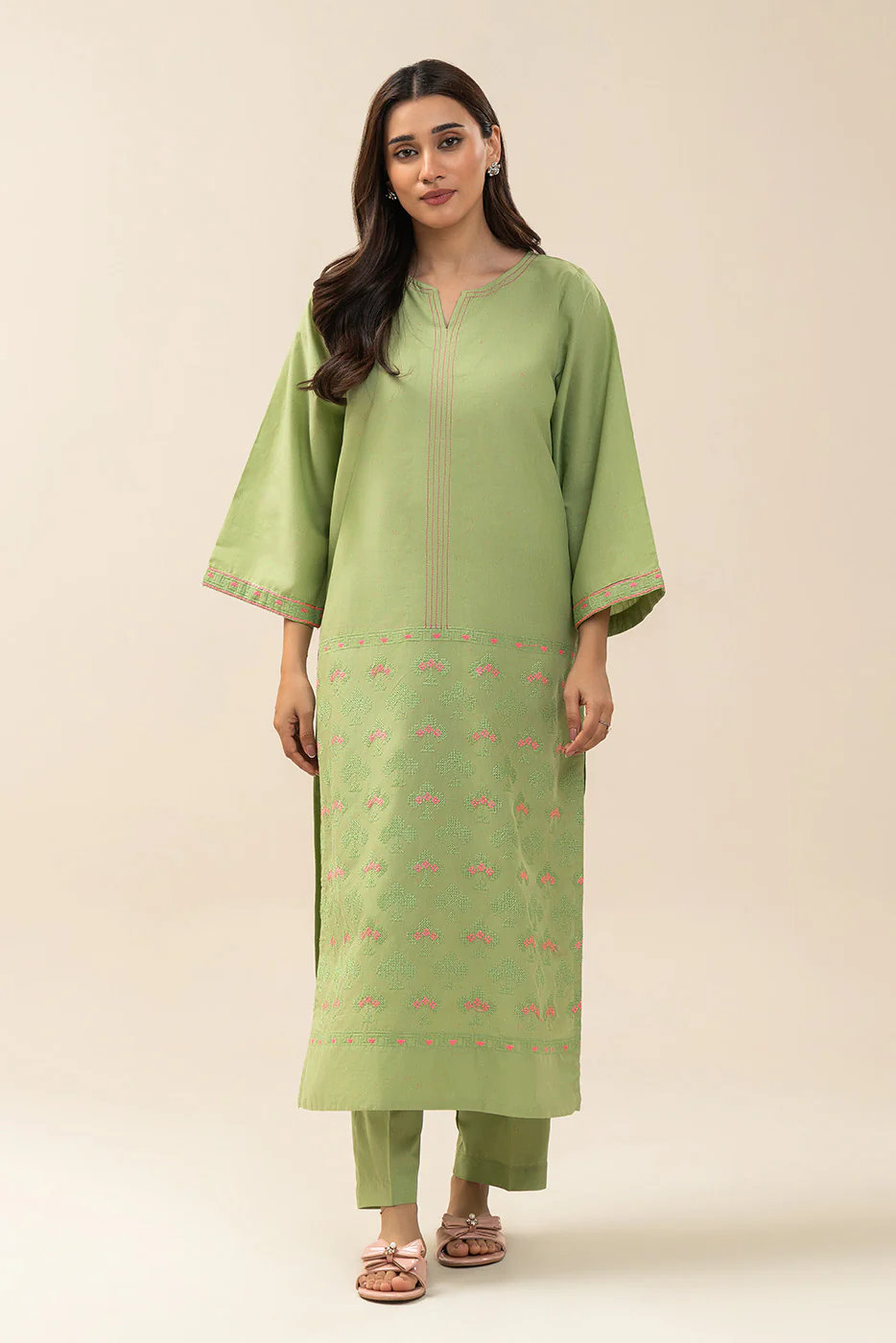 2 PIECE EMBROIDERED NEON NEPS SUIT (PRET) - Image 3