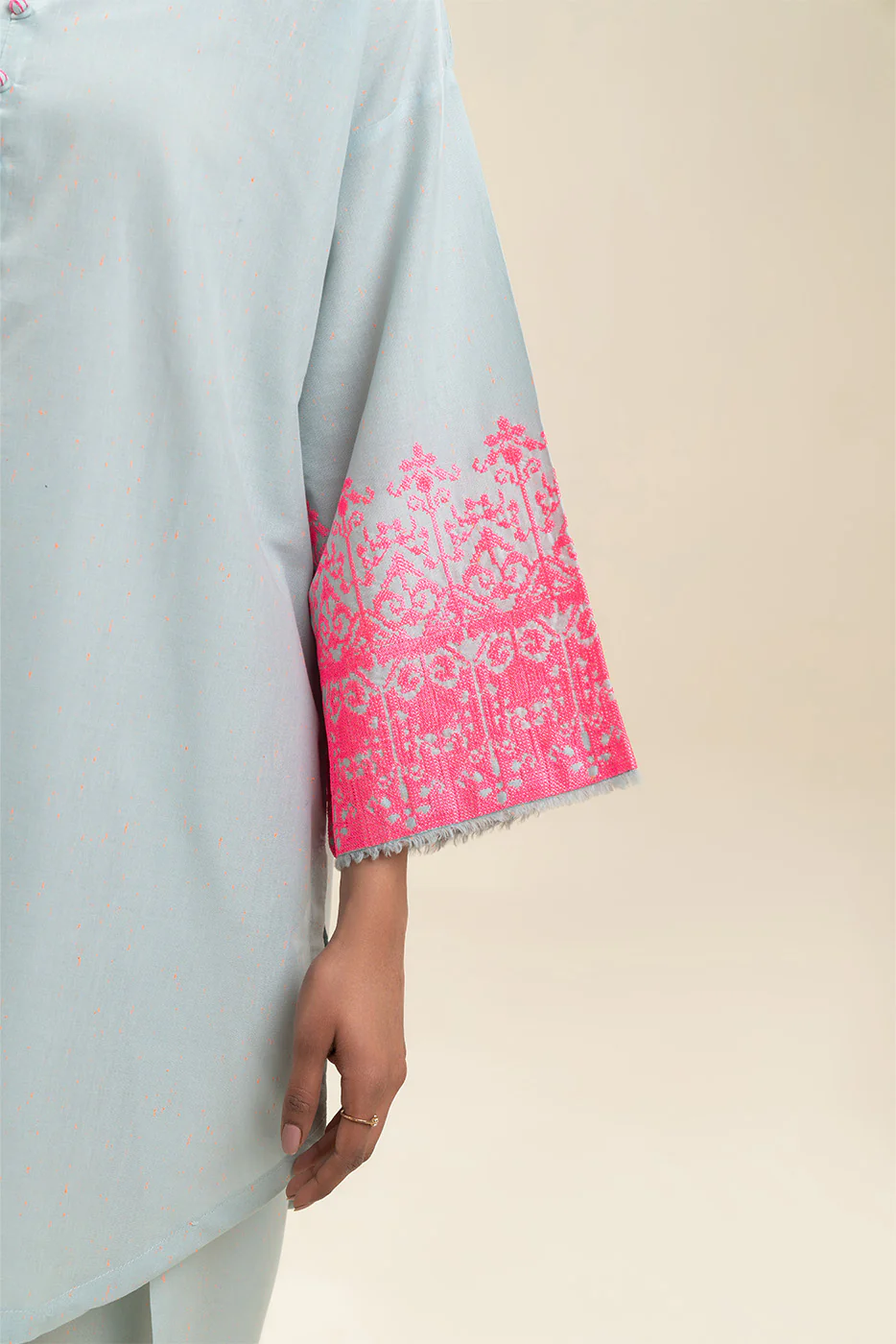 2 PIECE EMBROIDERED NEON NEPS SUIT (PRET) - Image 5