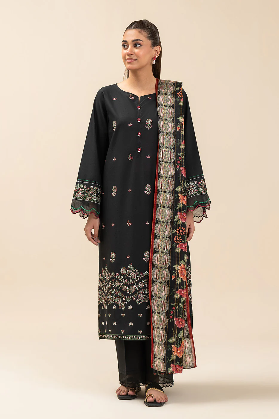 3 PIECE EMBROIDERED LAWN SUIT-SPRING NIGHT (UNSTITCHED) - Image 2