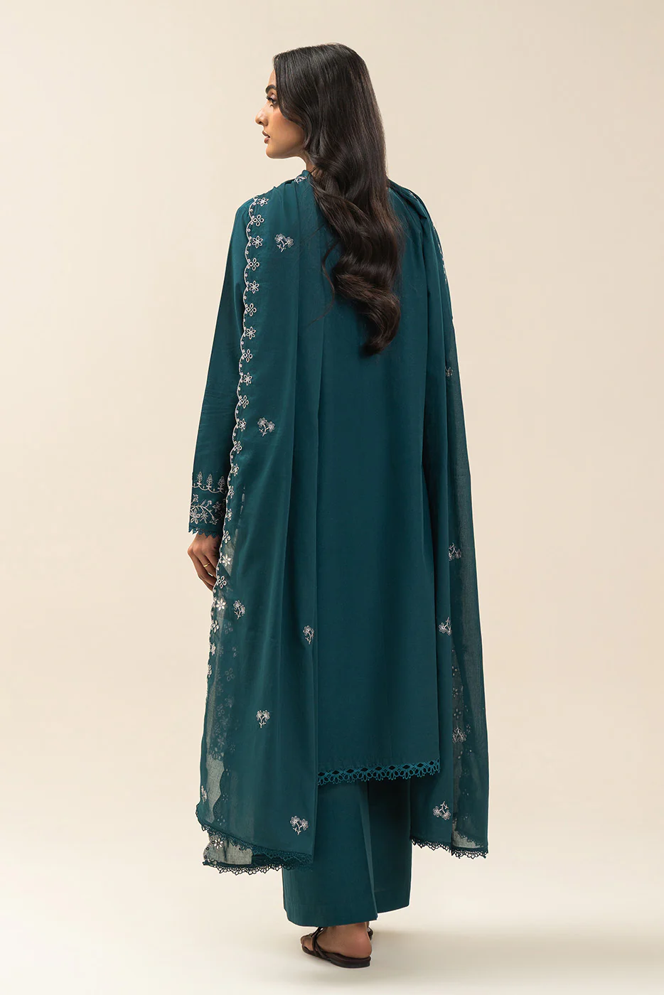 3 PIECE EMBROIDERED LAWN SUIT-STARDUST TEAL (UNSTITCHED) - Image 5