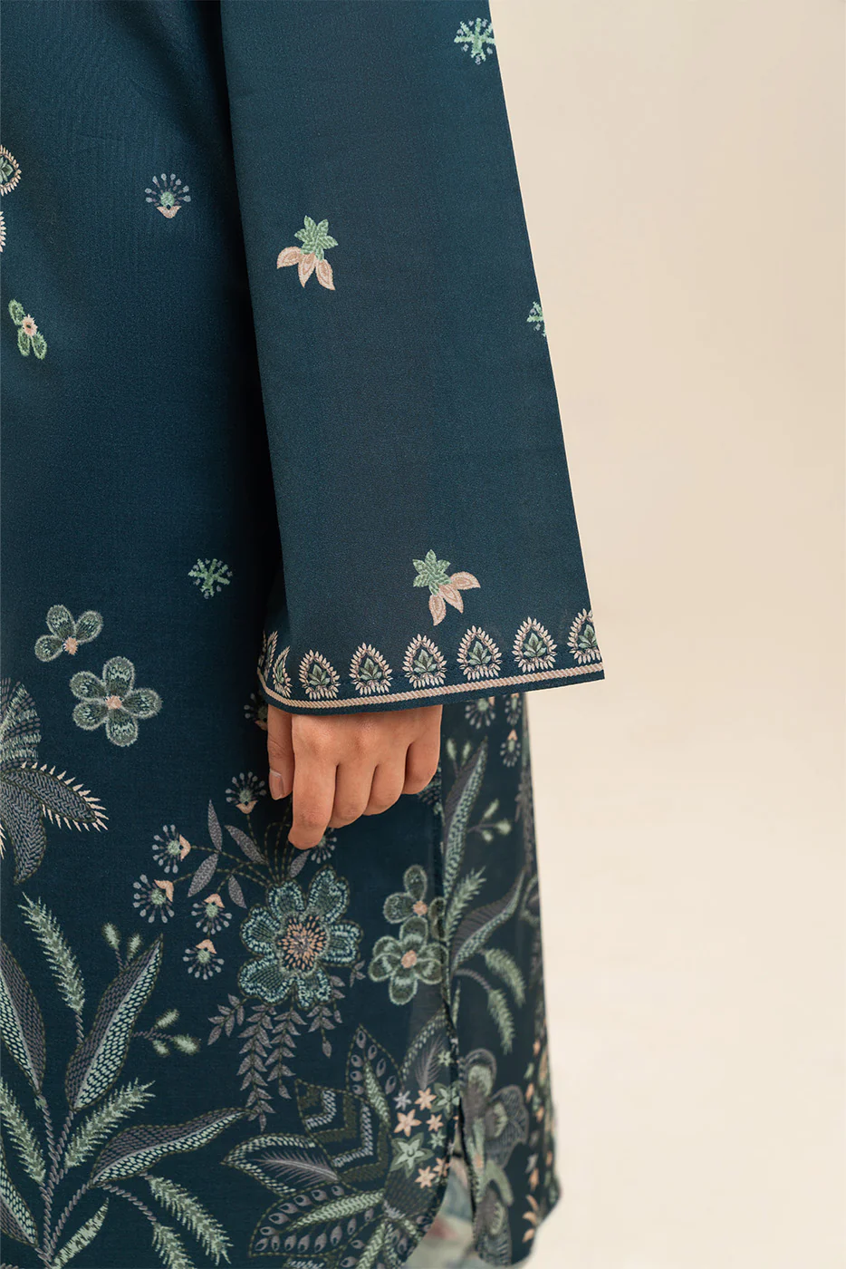 3 PIECE PRINTED LAWN SUIT-MYSTIC TEAL (UNSTITCHED) - Image 6