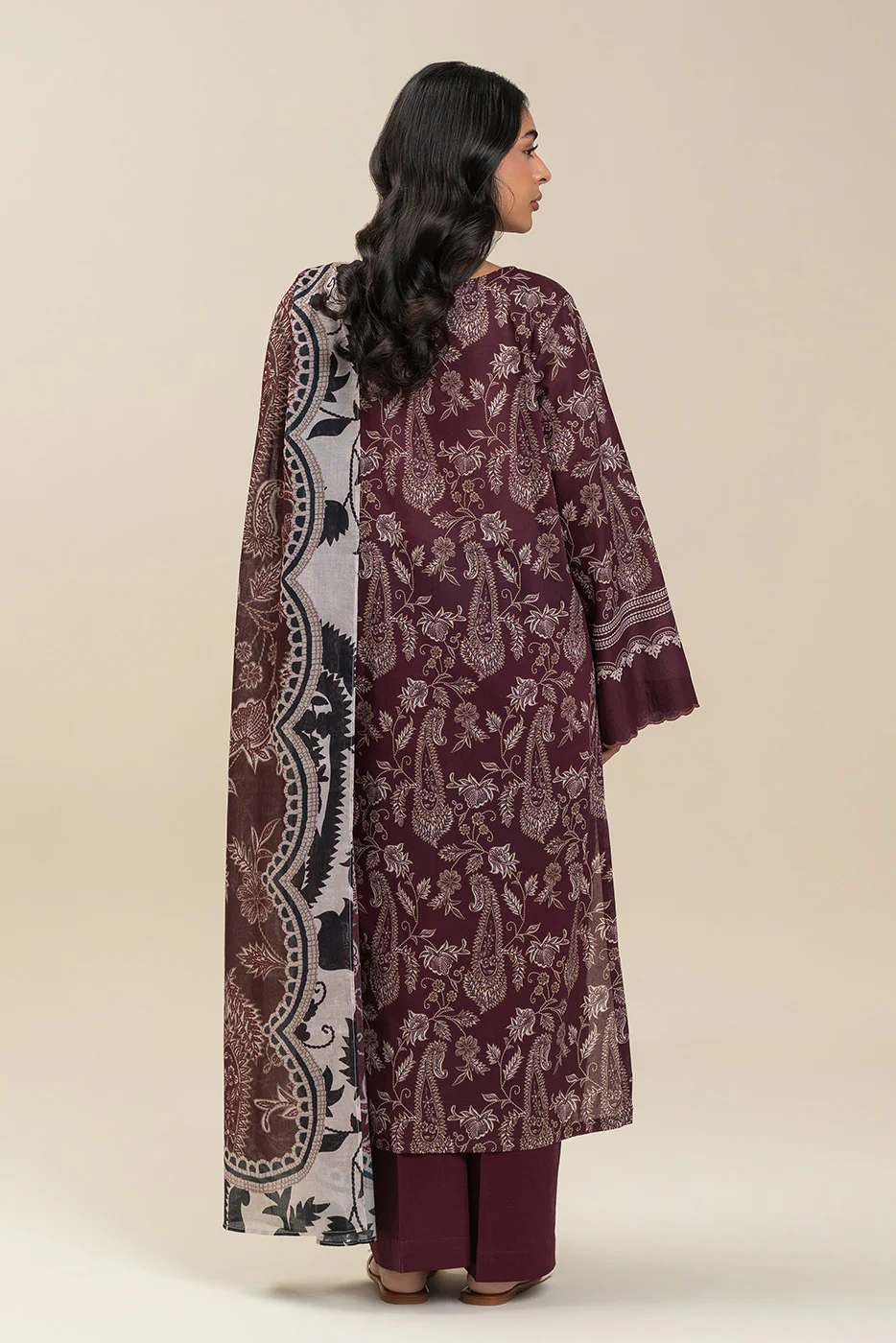 3 PIECE PRINTED LAWN SUIT-CRIMSON HERB (UNSTITCHED) - Image 4