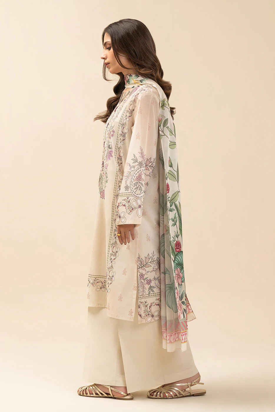 3 PIECE PRINTED LAWN SUIT-IVORY WHISPER (UNSTITCHED) - Image 3