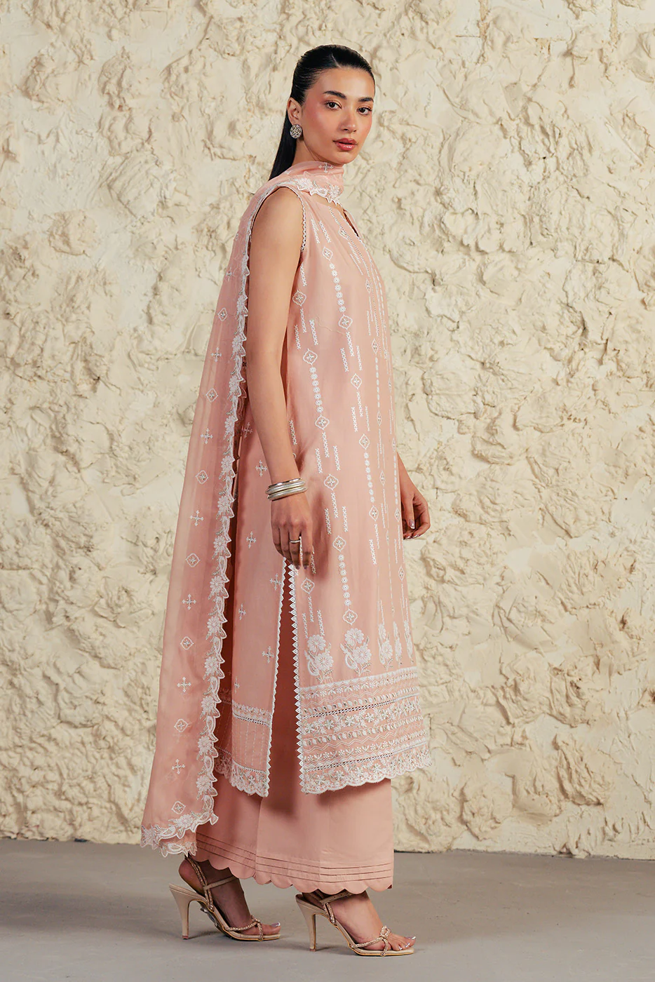 3 PIECE EMBROIDERED LAWN SUIT WITH BAMBER CHIFFON DUPATTA-CORAL HAZE (UNSTITCHED) - Image 6