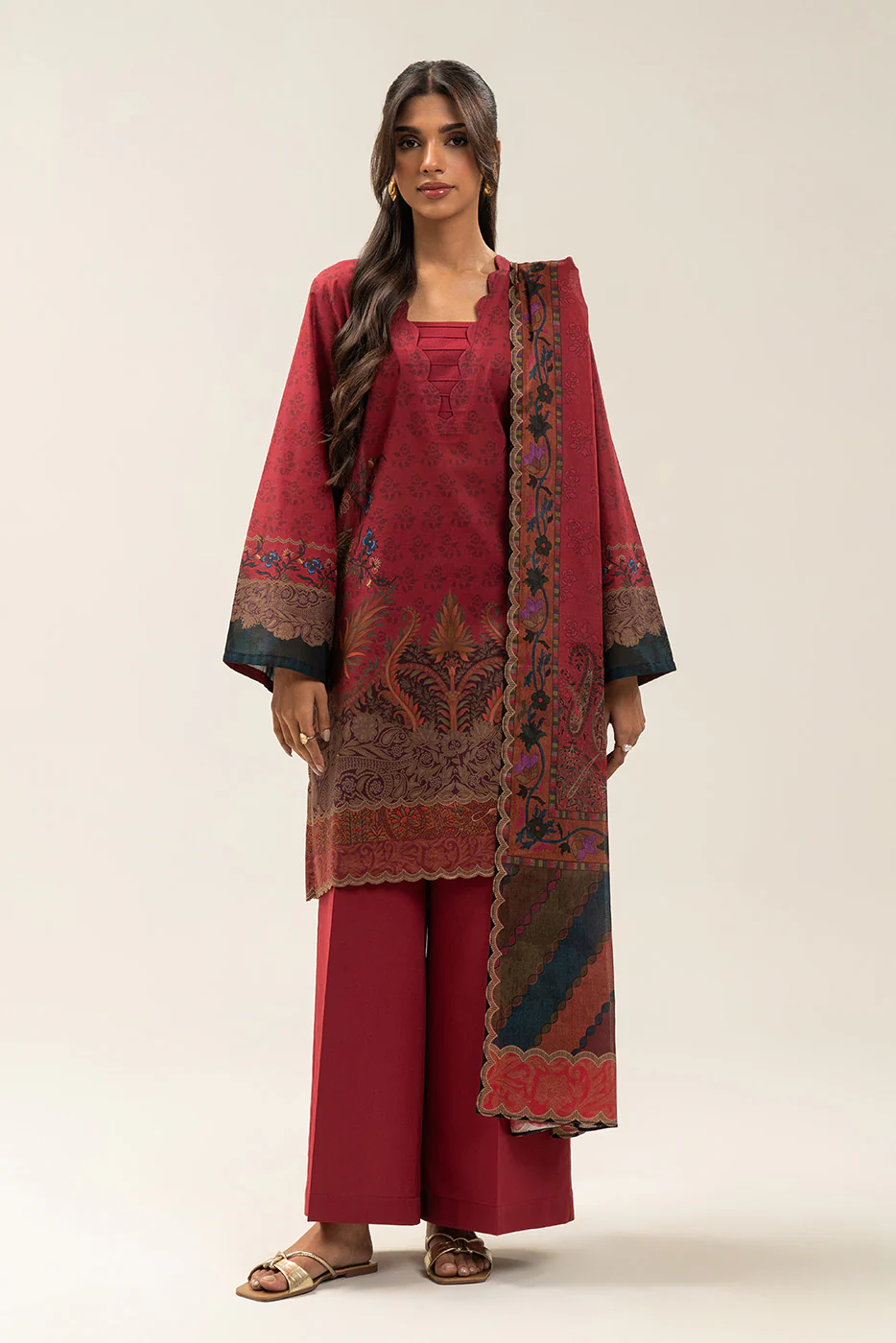 3 PIECE PRINTED LAWN SUIT-ETHNIC PAISLY (UNSTITCHED) - Image 2