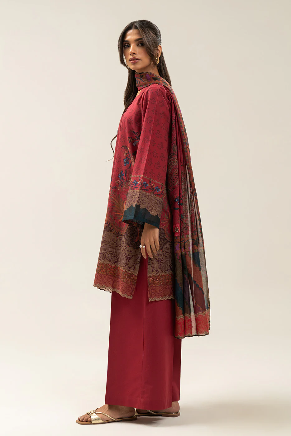 3 PIECE PRINTED LAWN SUIT-ETHNIC PAISLY (UNSTITCHED) - Image 3