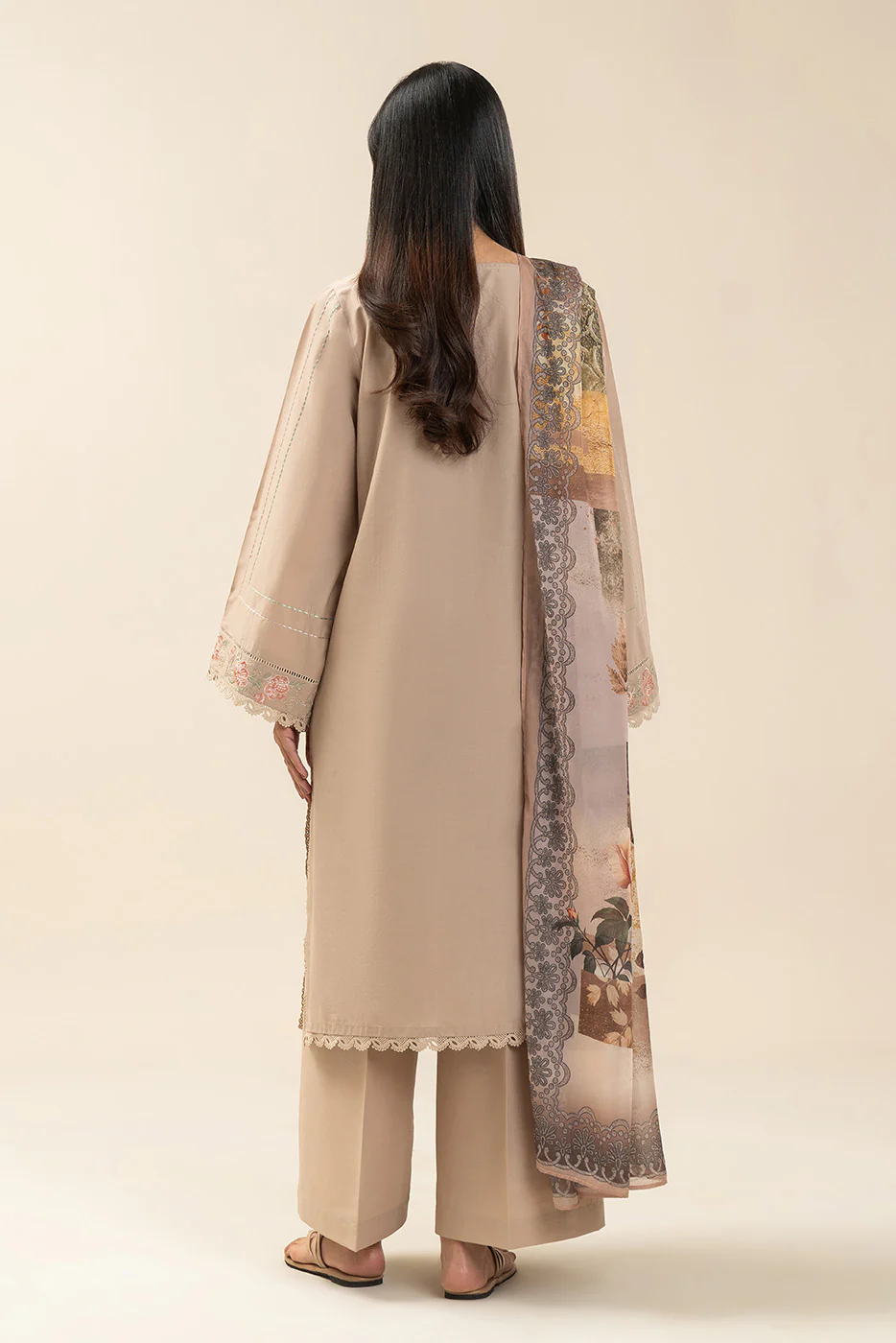 2 PIECE EMBROIDERED LAWN SUIT-PEARL CREAM (UNSTITCHED) - Image 6