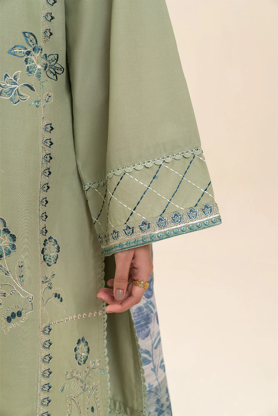 3 PIECE EMBROIDERED LAWN SUIT-MINERAL MINT (UNSTITCHED) - Image 6