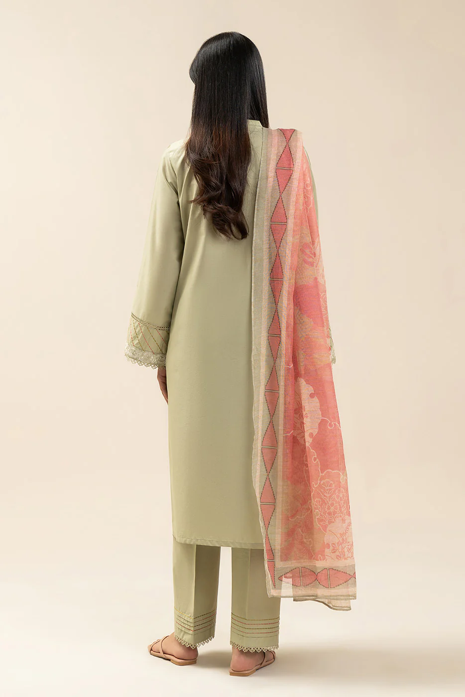 3 PIECE EMBROIDERED LAWN SUIT-CORAL REEF (UNSTITCHED) - Image 6