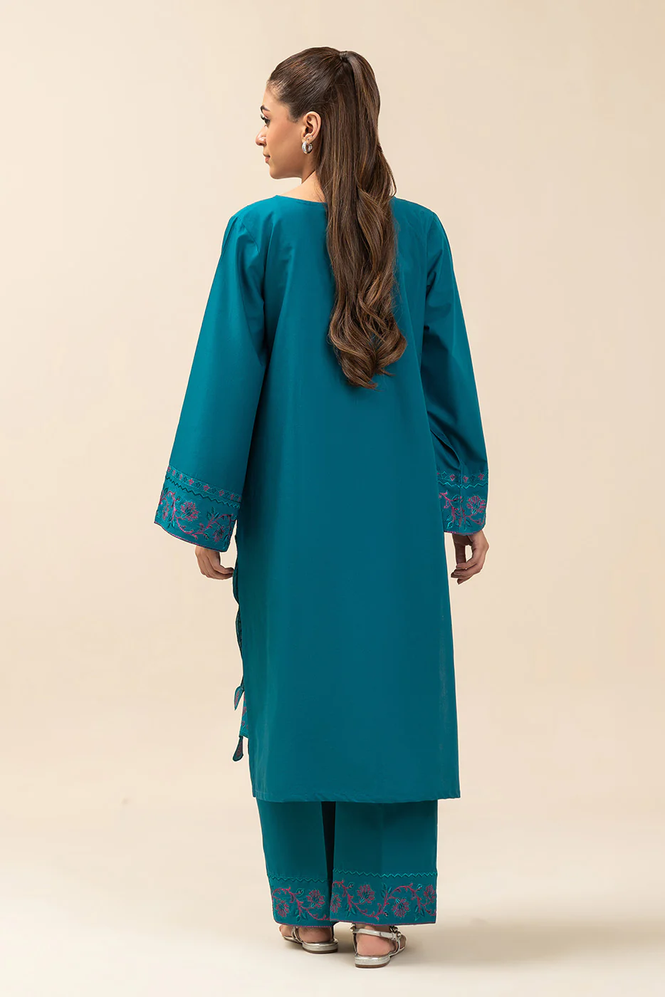 2 PIECE EMBROIDERED LAWN SUIT-TEAL TALISMAN (UNSTITCHED) - Image 4