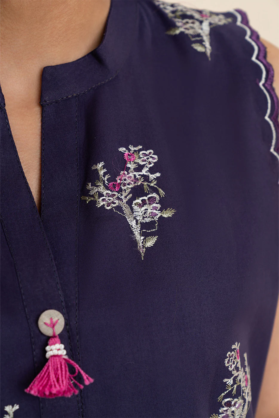 2 PIECE EMBROIDERED LAWN SUIT-ROYAL AMETHYST (UNSTITCHED) - Image 5