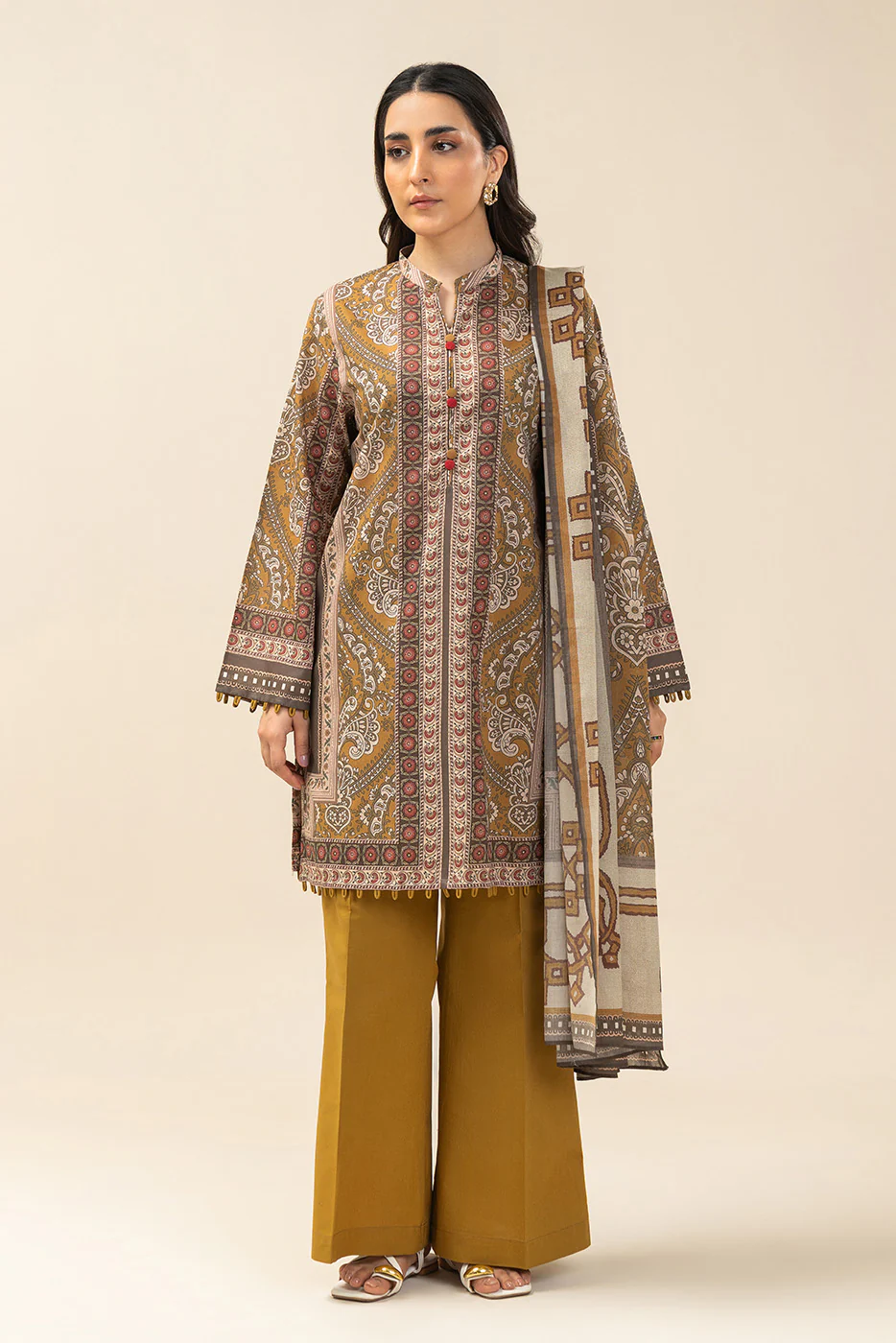 3 PIECE PRINTED LAWN SUIT-HONEY HARMONY (UNSTITCHED) - Image 5