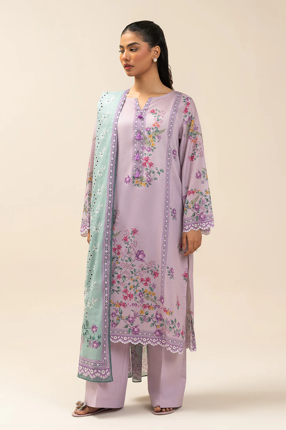 3 PIECE PRINTED LAWN SUIT-SPRING SAGE (UNSTITCHED) - Image 2