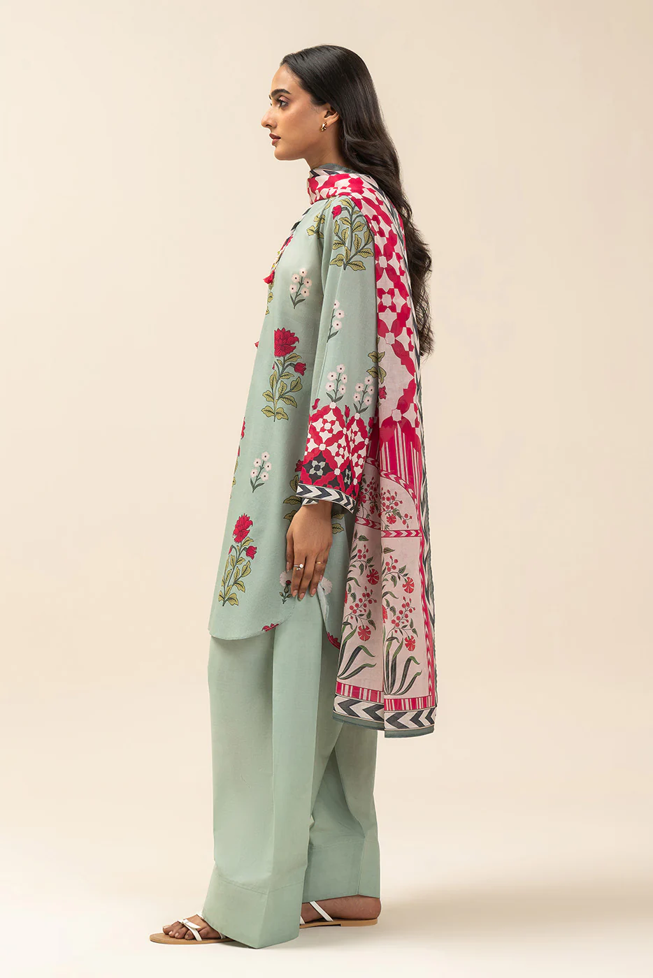 3 PIECE PRINTED LAWN SUIT-SPRING ESCAPE (UNSTITCHED) - Image 4