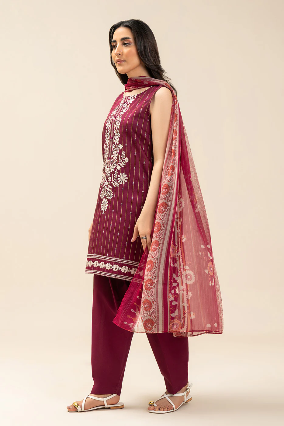 3 PIECE EMBROIDERED LAWN SUIT-DARK LANE FLORA (UNSTITCHED) - Image 2
