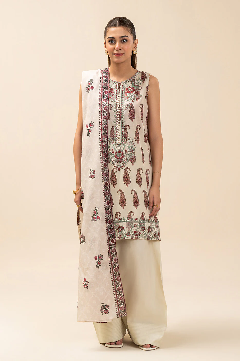3 PIECE EMBROIDERED LAWN SUIT-TRIBAL TUNE (UNSTITCHED) - Image 2