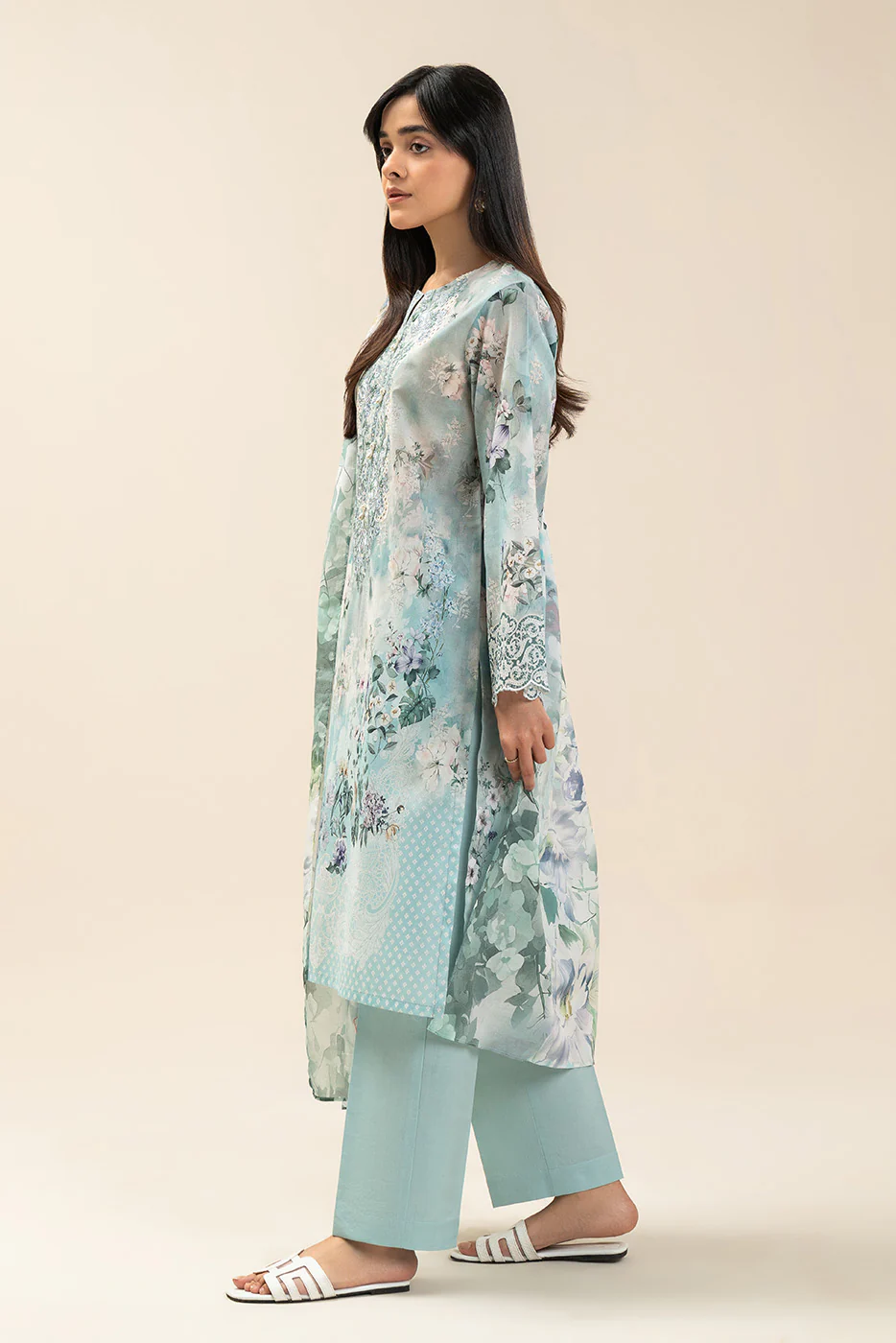 3 PIECE EMBROIDERED LAWN SUIT-CERULEAN RIVULET (UNSTITCHED) - Image 7