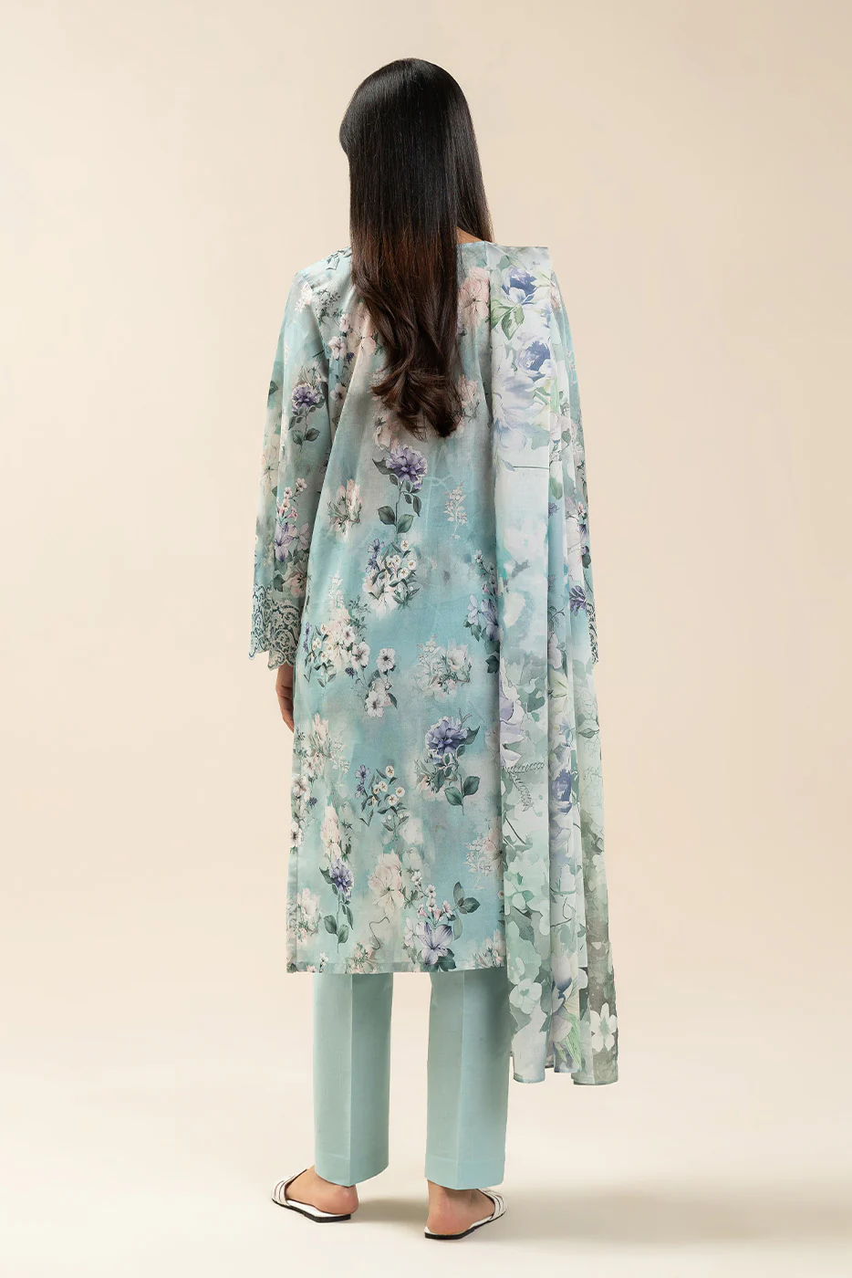 3 PIECE EMBROIDERED LAWN SUIT-CERULEAN RIVULET (UNSTITCHED) - Image 8