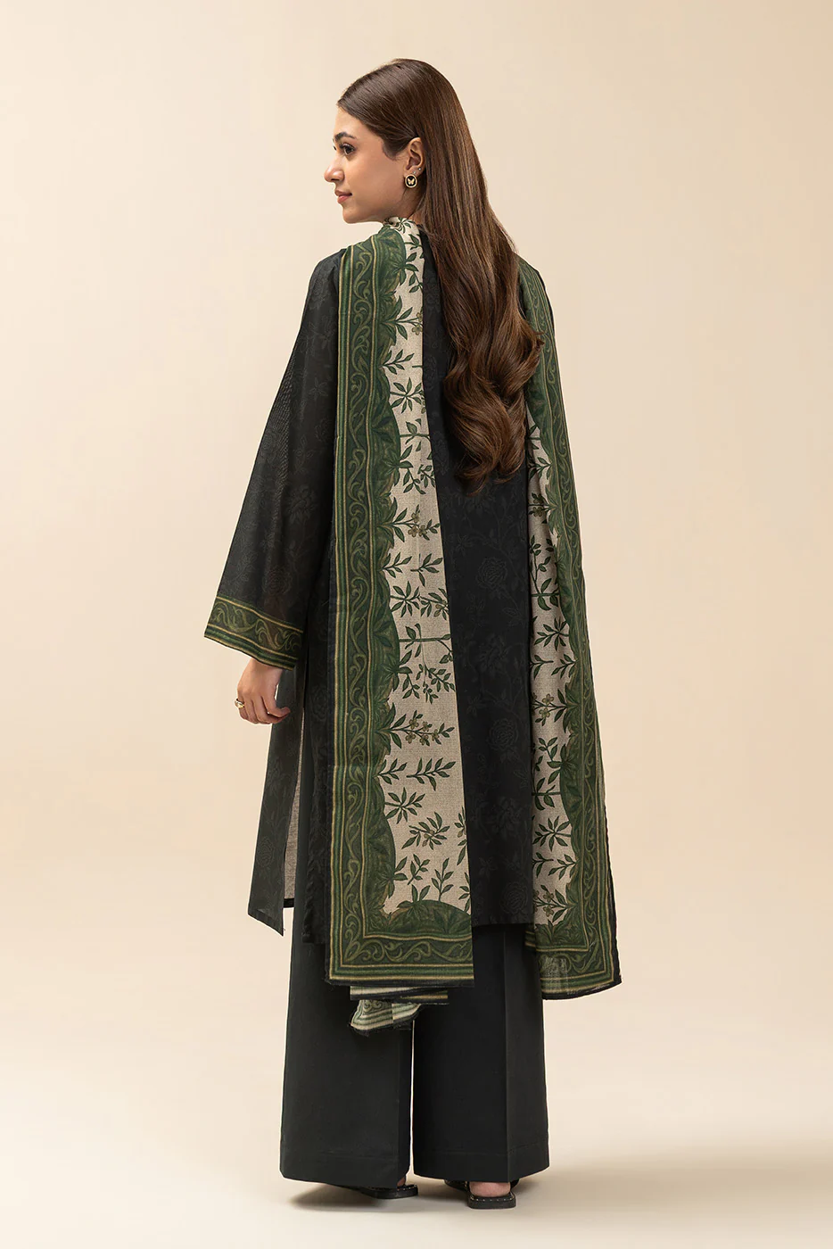 3 PIECE EMBROIDERED LAWN SUIT-BLACK FLINT (UNSTITCHED) - Image 4
