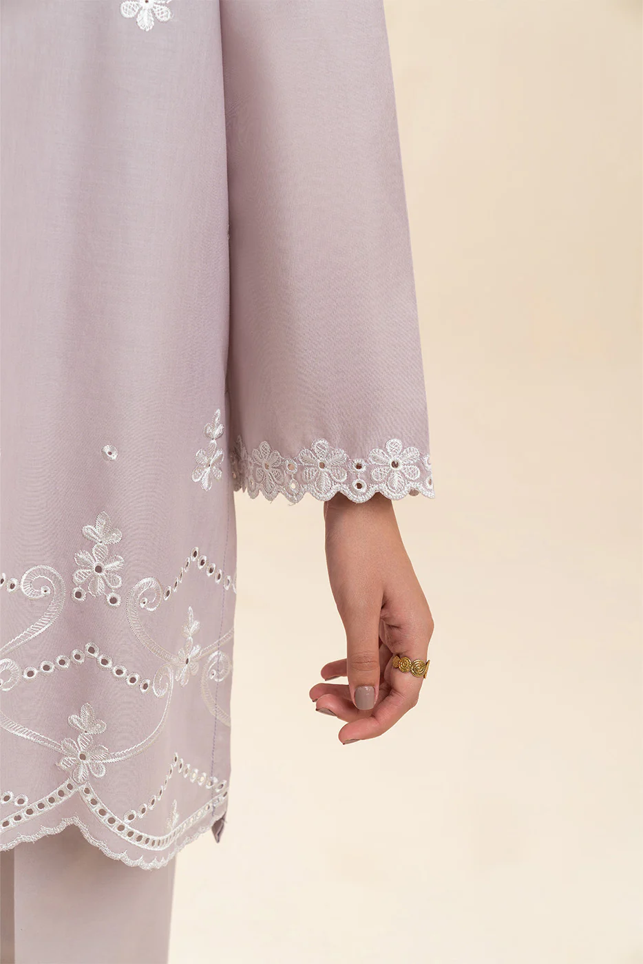 2 PIECE EMBROIDERED LAWN SUIT-MISTY LAVENDER (UNSTITCHED) - Image 6