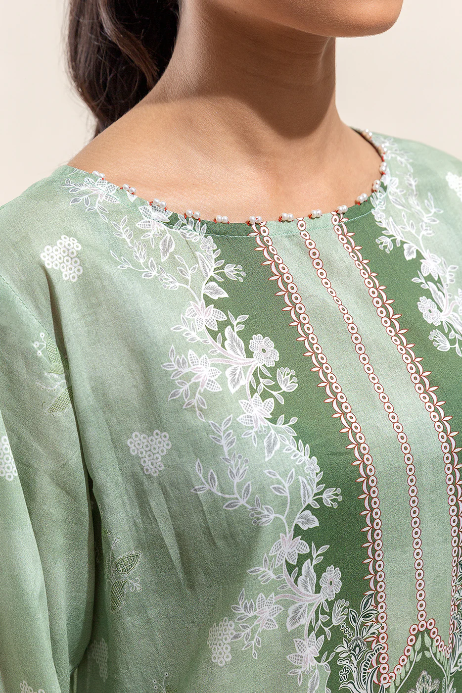 2 PIECE PRINTED LAWN SUIT-GREYED JADE (UNSTITCHED) - Image 4